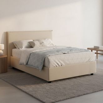 Talamo Italia Talamo Italia - Cama De Plaza Y Media Astrid, Cama Contenedor Con Revestimiento De Tela, 100% Made In Italy, Apertura Frontal, Adecuado Para Colch&oacute;n C