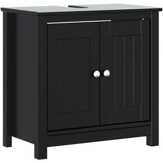 vidaXL Mueble De Lavabo Ba&ntilde;o Berg Madera Maciza Pino Negro 60x34x59cm Vidaxl