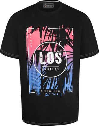 KAM Kam Kingsize Los Angeles Graphic Print T-Shirt Short Sleeved Tee LA Big Size Mens KBS 5724 (4XL) Black