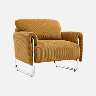 Sweeek Sill&oacute;n Vintage De Pana Con Estructura Cromada