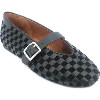 Gentle Souls Winifred Woven Mary Jane Flat in Black Suede at Nordstrom, Size 5.5