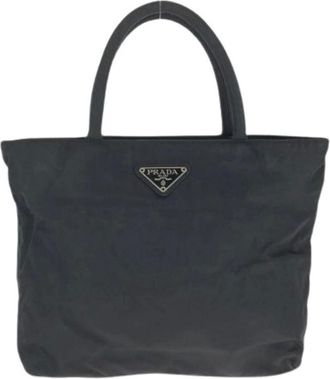Prada Pre-owned Tote Bags, female, Black, Size: ONE SIZE Pre-owned Nylon Tote Bag