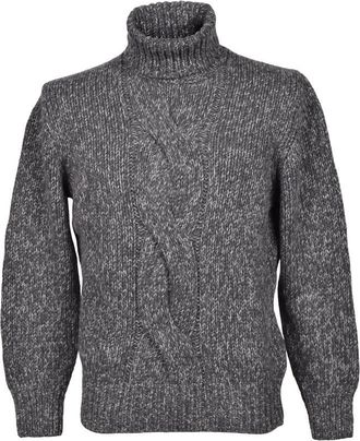 Brunello Cucinelli Gray Cashmere Cable Knit Turtleneck, Brand Size 46 (US Size 36)