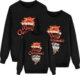 Generic Christmas Jumpers for Women Men Kids, Funny Family Matching Christmas Jumpers Long Sleeve Round Neck Letter Print Long Sleeve Sweatshirts Novelty Ugly