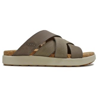 Keen Elle Mixed Slide Leather Textile Womens Comfort Sandals - UK 7.5 - US 10 Women - EU 40.5 - Brindle Birch - Size:UK 7.5