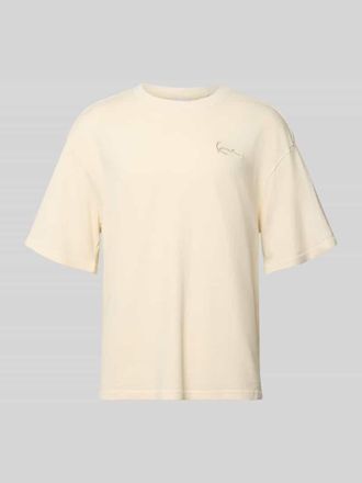 Karl Kani Oversized T-Shirt mit Logo-Stitching in Ecru, Gr&ouml;&szlig;e XXL