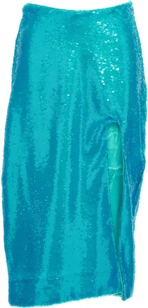 Ganni Blue Recycled Polyester Midi Womens Skirt