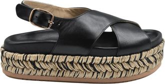Paloma Barcel&oacute; Zwarte Sleehak Espadrilles Enkelband Schoenen - Dames - Sandalen - Zwart - 41 EU - Leer - Schoenen