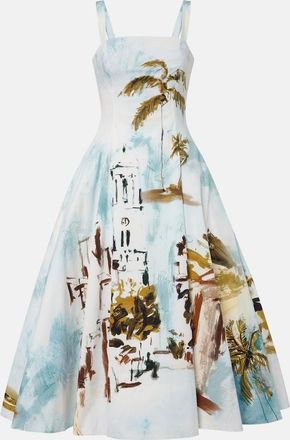 Oscar De La Renta Abito midi in popeline di misto cotone