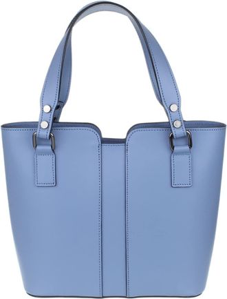 Girly HandBags Womens Plain Italian Genuine Leather Crossbody Tote Bag (Denim)