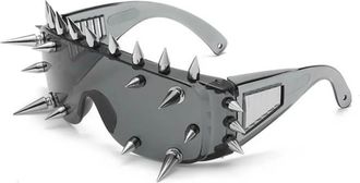 Generic Neon Rebel Spiked Shades 100 UVA UVB Protection Sunglasses with Studded Decoration Large Lens Coverage Bold Punk Style for Club Parties and Events