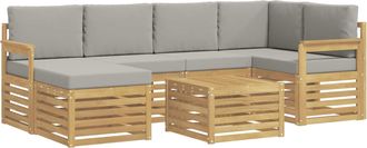 vidaXL Conjunto De Sof&aacute;s De Exterior 7 Uds. Blanco Y Gris Claro Vidaxl
