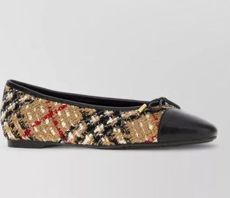 Burberry embroidered tweed ballerina shoes