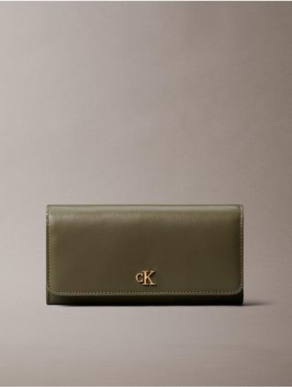 Calvin Klein Womens Monogram Hardware Long Wallet - Green