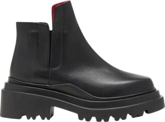 Plan C Chunky zooler laarzen van leer - Dames - Chelseaboots - Zwart - 40 EU - Leer - Schoenen