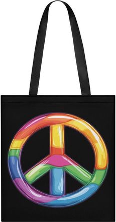 Generic Colorful Peace Sign Symbols Tote Bag for Women Men Shoulder Bags Purses Pouch Handbags