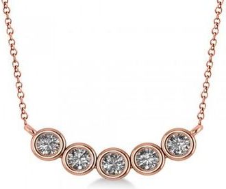 Allurez Bezel-set Five-Stone Diamond Pendant Necklace 14k Rose Gold (0.25ct)