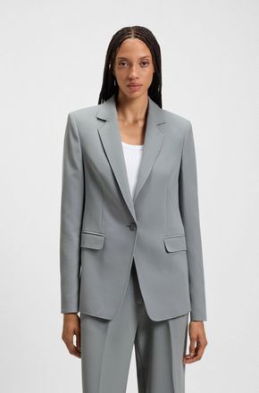 Boss Orange by Hugo Boss Longblazer BOSS ORANGE Jabla Premium Damenmode, Damen, Gr. 46, blau (turquoise, aqua 440), Web, Obermaterial: 87% Polyester, 13% Elasthan, unifarben, 
