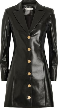 Alice & Olivia Michelle Faux Leather Mini Blazer Dress - Black - 0 (UK4 / Xxs)