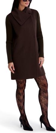 Kenneth Cole Rib Sleeve Mixed Media Coat in Chocolate at Nordstrom, Size X-Large