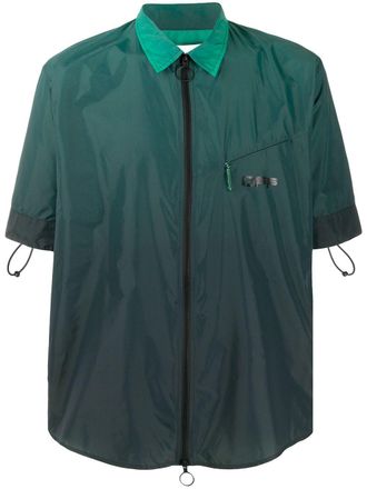 Off-white drawstring detailed zip-up shirt - Green