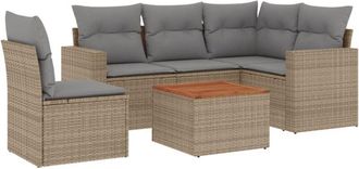 vidaXL Vidaxl - Juego De Sof&aacute;s Jard&iacute;n Con Cojines Beige Mezcla 6 Pzas Rat&aacute;n Pe