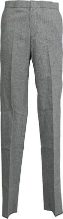 Thom Browne Gingham-Print Trousers in Grey Linen
