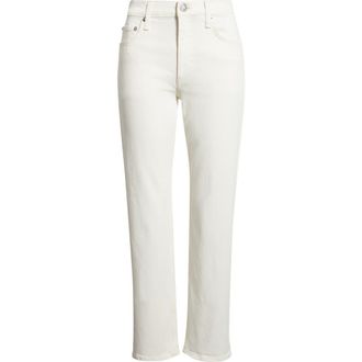 Rag & Bone Harlow Fray Hem High Waist Ankle Straight Leg Jeans in White at Nordstrom, Size 24