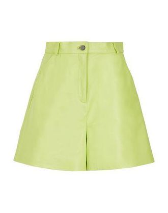 8 by YOOX LEATHER HIGH-WAIST PLEATED SHORTS