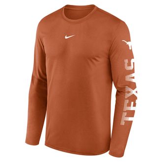 Nike Texas Primetime Stack Legend Nike Mens Dri-FIT College Long-Sleeve T-Shirt in Orange | NKGT81FTXE-EKV