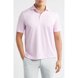 Johnston & Murphy XC+ Ace Micropattern Performance Golf Polo in Pink/White Gingham at Nordstrom, Size Xxx-Large
