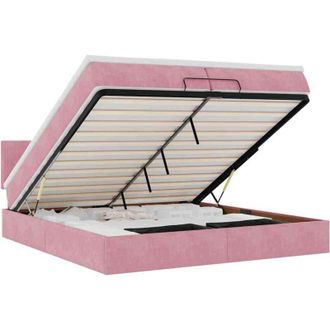 vidaXL Estructura Cama Otomana Con Colch&oacute;n Terciopelo Rosa 200x200 Cm Vidaxl