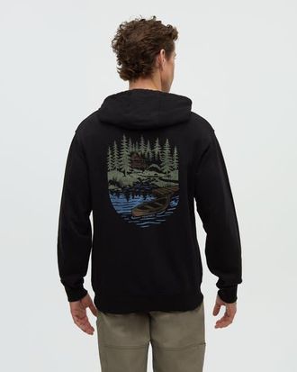 tentree Getaway Relaxed Hoodie in Meteorite Black/light Moss at Nordstrom, Size Xx-Large