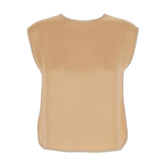 Forte_Forte Tops, Dames, Beige, L, Top met V-hals