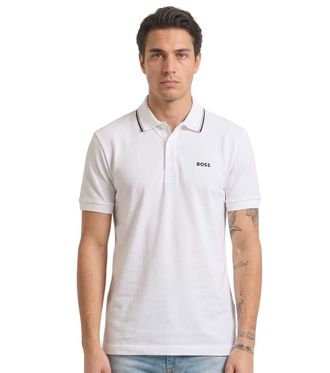 HUGO BOSS White Shirt Collar Polos