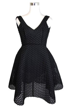 Maje Womens Fit and Flare Mesh Embroide Polyester Trims Dress