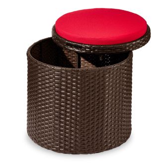 Best Choice Products Round Wicker Ottoman, Multipurpose Furniture w/ Removable Cushion, Steel Frame