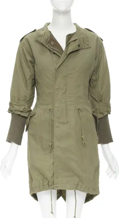 Junya Watanabe 2010 green cotton fitted waist fisherman parka coat XS