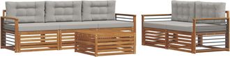 vidaXL Conjunto De Sof&aacute;s De Exterior 6 Uds. Natural Y Gris Claro Vidaxl