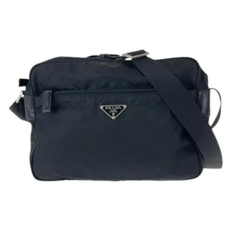 Prada Pre-owned Cross Body Bags, female, Black, Size: ONE SIZE Pre-owned Nylon Cross Body Bag