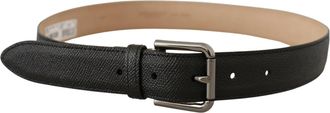 Dolce & Gabbana Mens Black Calf Leather Brown Backend Belt