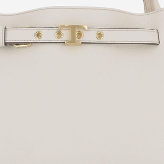 Tod's Womens Top Handle Leather Bag White Calfskin Shoulder