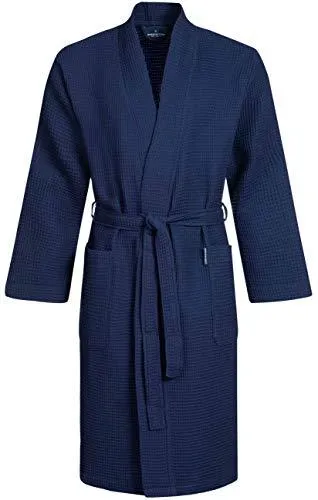 Morgenstern Robe de Chambre Homme Coton Été Lux Gaufré Piqué