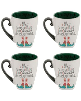 10 Strawberry Street Set Of 4 Elf In Training Holiday Mug