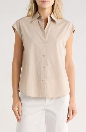 Vince Cap Sleeve Button Down Shirt in Beige at Nordstrom Rack, Size X-Large