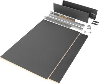 Emuca Emuca Kit De Caj&oacute;n Para Cocina O Ba&ntilde;o Vertex De Altura 93mm Con Regulaci&oacute;n 3d, Tableros Incluidos, M&oacute;dulo 900mm, Gris Antracita