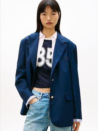 Tommy Hilfiger Boyfriend Fit Gold-Tone Button Blazer