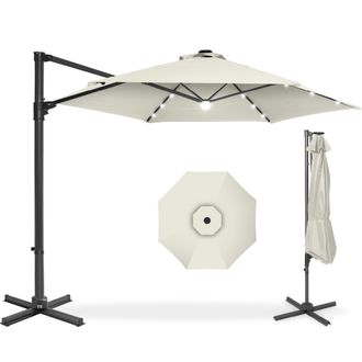 Best Choice Products 10ft 360&deg; Rotating Cantilever Easy Auto Open Patio Umbrella w/ Solar LED Lights