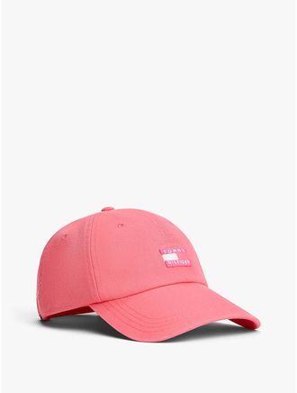 Tommy Hilfiger Womens Tonal Flag Logo Canvas Baseball Cap - Garden Rose