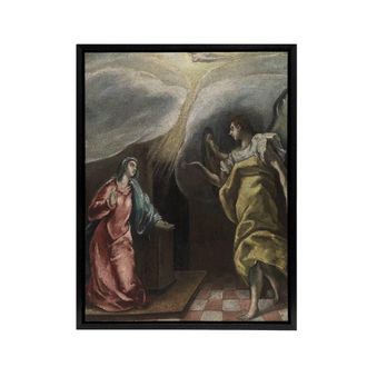 Artery8 Annunciation Archangel Gabriel & Mary El Greco Framed Canvas Art | Size: W24 x H32